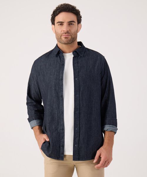 Camisa Regular Tono Azul Oscuro